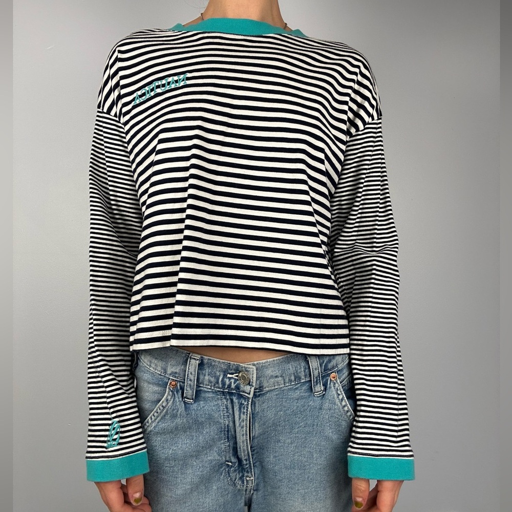 Vintage Nautica boxy fit striped long sleeve